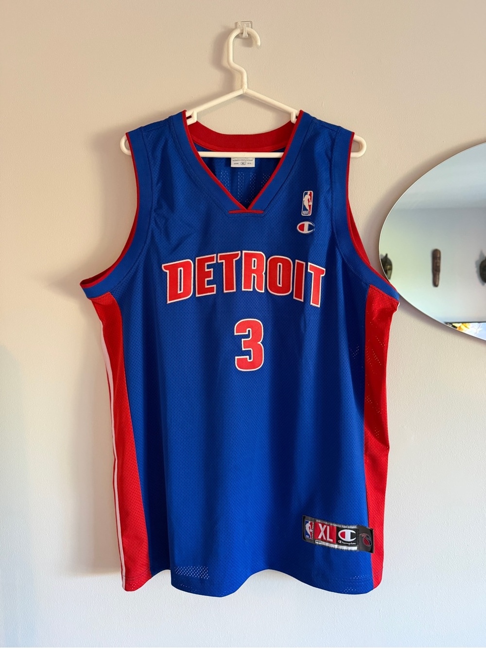Champion Detroit Pistons Blue Red #3 Jersey